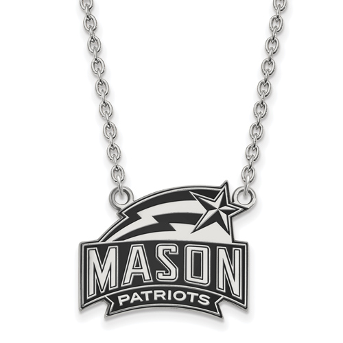 Sterling Silver George Mason University Enamel Pendant with 18in Chain