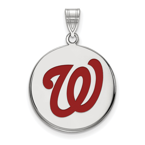 Sterling Silver 3/4in Washington Nationals Enamel Pendant