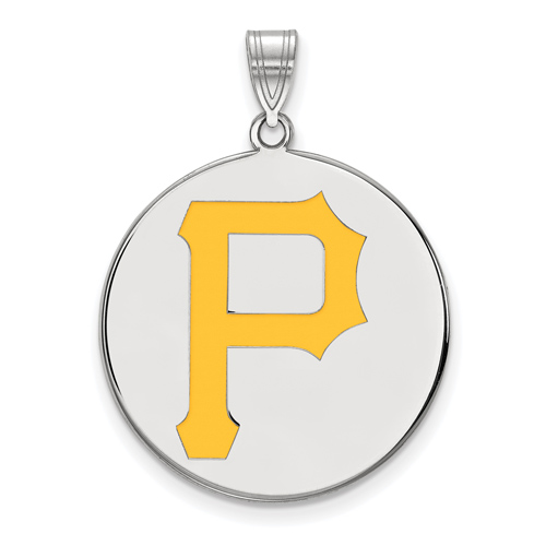 Sterling Silver 1in Pittsburgh Pirates P Enamel Disc Pendant
