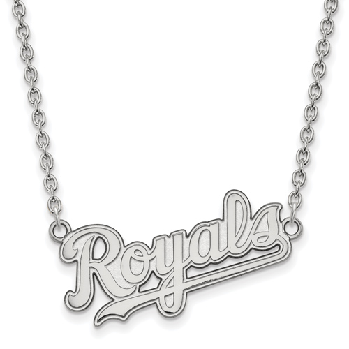 Sterling Silver Kansas City Royals Logo Pendant on 18in Chain