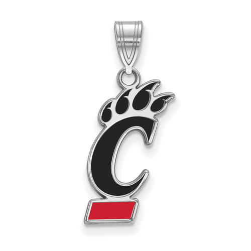 Sterling Silver 3/4in University Of Cincinnati Bearcat Enamel Pendant