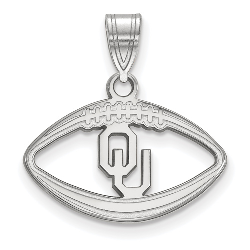 Sterling Silver 3/4in University of Oklahoma Football Pendant