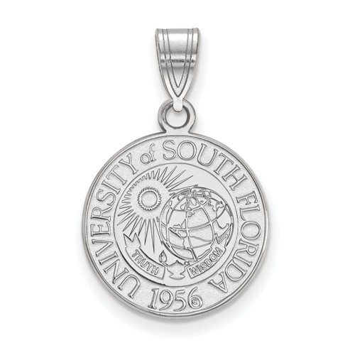 Sterling Silver University of South Florida Crest Pendant 5/8in