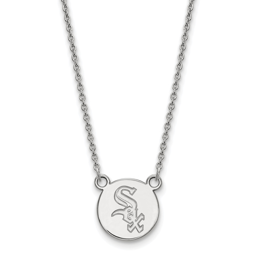 Sterling Silver 1/2in Chicago White Sox Pendant on 18in Chain