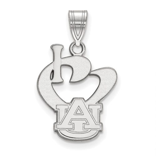 Sterling Silver 3/4in I Love Auburn University Pendant