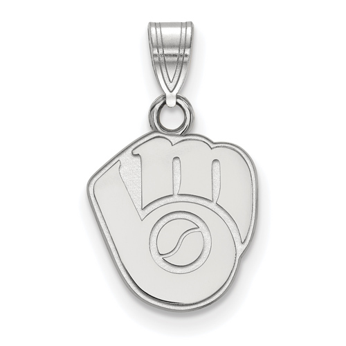 10k White Gold 1/2in Milwaukee Brewers Glove Pendant