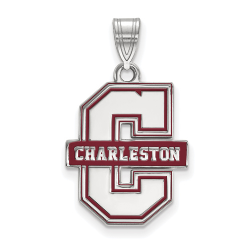 College of Charleston Enamel Logo Pendant 3/4in Sterling Silver