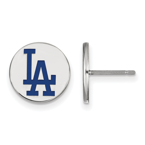 Sterling Silver Los Angeles Dodgers Enamel Logo Post Earrings