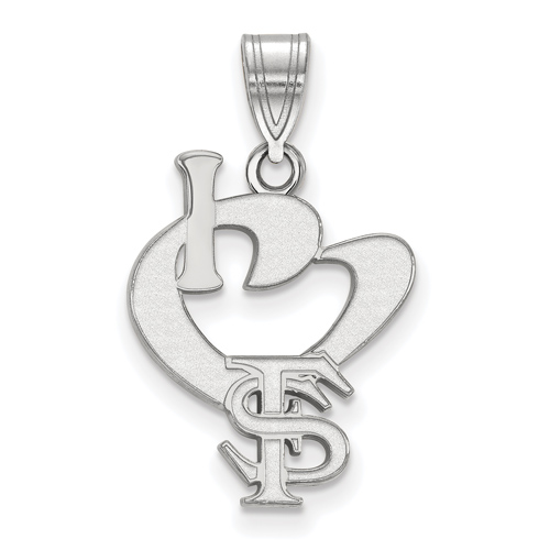 Sterling Silver I Love Florida State University Logo Pendant