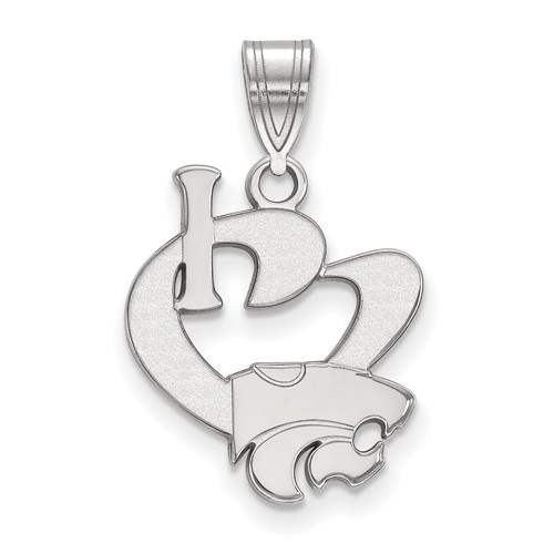 I Love Kansas State University Pendant 5/8in Sterling Silver
