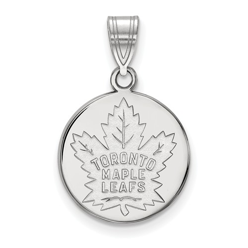 Sterling Silver Toronto Maple Leafs Round Pendant 5/8in