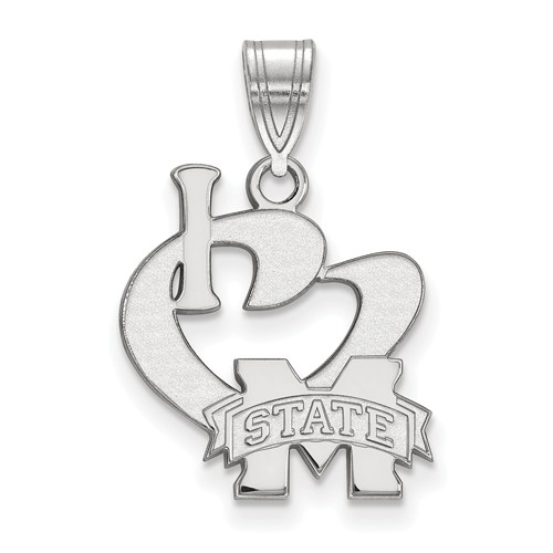 I Love Mississippi State University Pendant 5/8in Sterling Silver SS020MSS