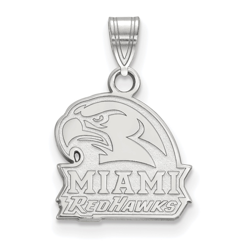 Miami University Redhawks Logo Pendant 1/2in 14k White Gold