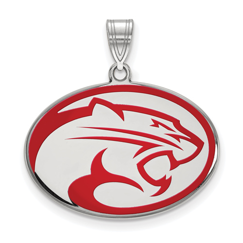 Sterling Silver 3/4in University of Houston Cougars Oval Enamel Pendant