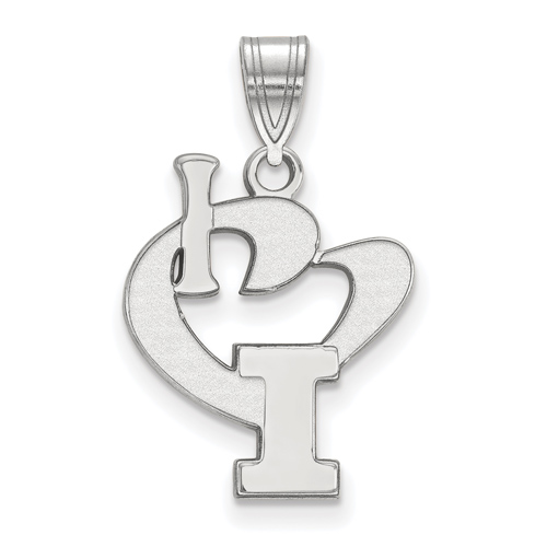 Sterling Silver 5/8in I Love University of Illinois Pendant