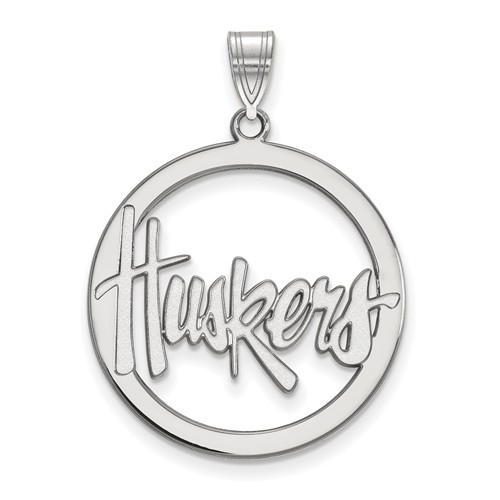 Sterling Silver 1in University of Nebraska Huskers Pendant in Circle