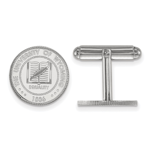 Sterling Silver University of Wyoming Crest Cuff Links