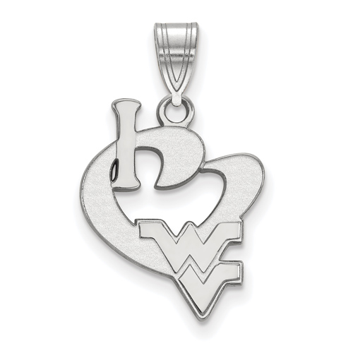 Sterling Silver I Love West Virginia University Logo Pendant