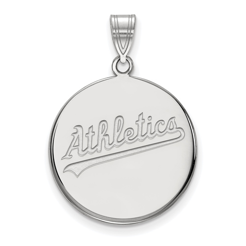 10k White Gold 3/4in Round Oakland A's Pendant