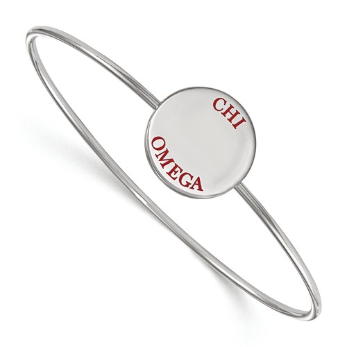 Sterling Silver Chi Omega Slip-on Bangle Bracelet 7in