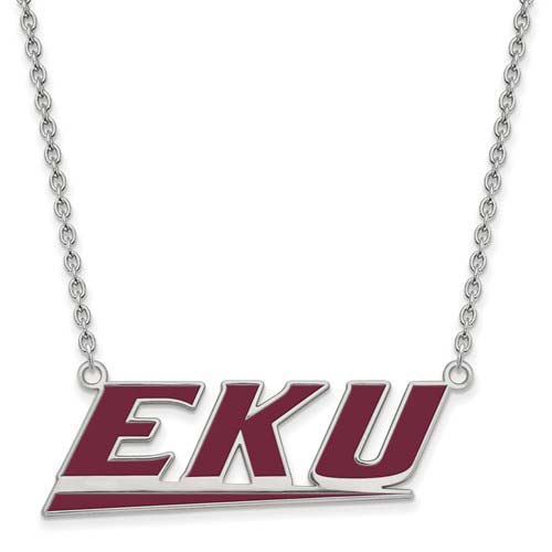 Sterling Silver Eastern Kentucky University Enamel EKU Necklace