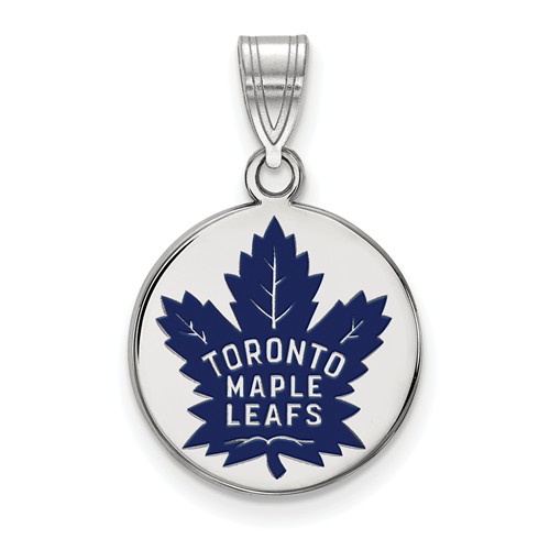 Sterling Silver Toronto Maple Leafs Enamel Pendant 5/8in