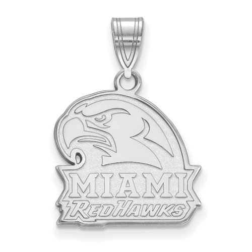 Miami University RedHawks Pendant 5/8in 14k White Gold