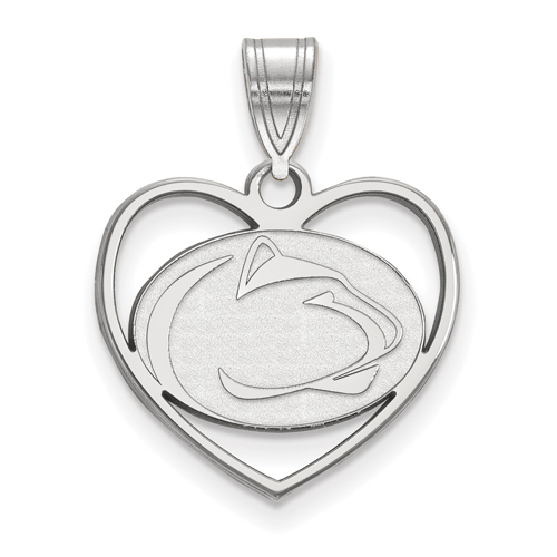 Sterling Silver 5/8in Penn State University Pendant in Heart
