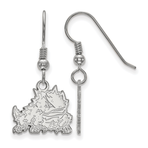 Sterling Silver Texas Christian University Dangle Wire Earrings