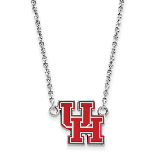 Sterling Silver 1/2in University of Houston UH Enamel 18in Necklace