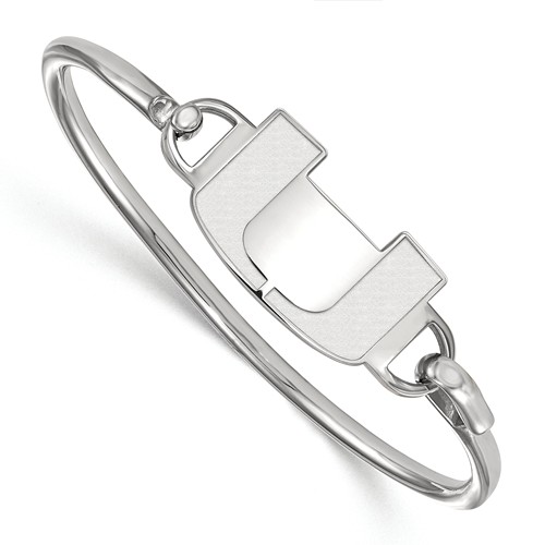 Sterling Silver 7in University of Miami Slip on Wire Bangle