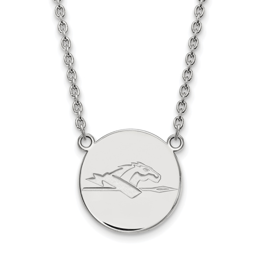Sterling Silver 3/4in Longwood University Pendant with 18in Chain