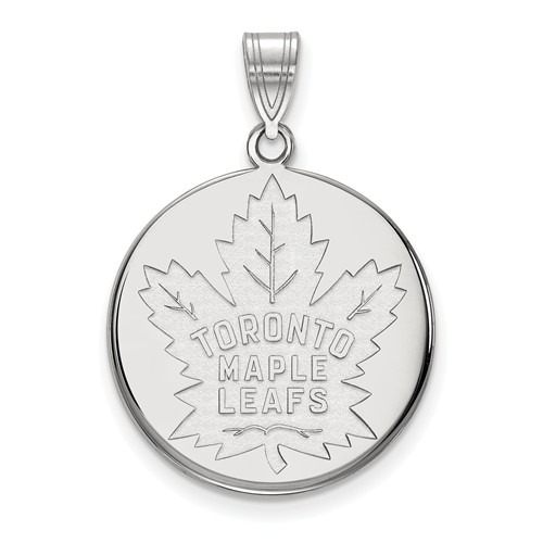 10k White Gold Toronto Maple Leafs Round Pendant 3/4in