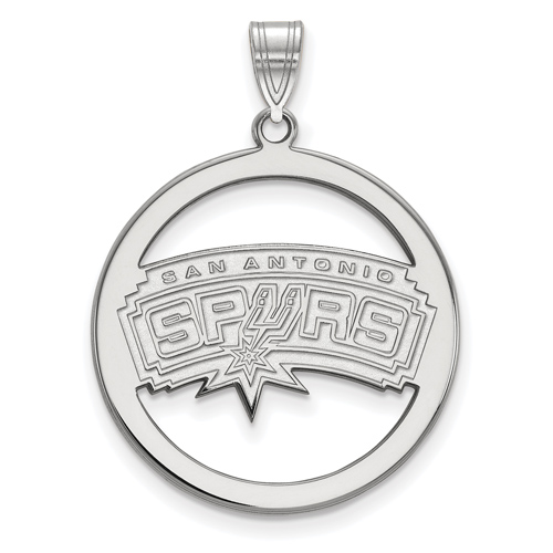 Sterling Silver 1in San Antonio Spurs Circle Pendant SS022SPU
