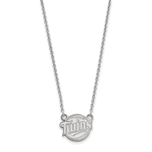 10k White Gold 1/2in Minnesota Twins Baseball Pendant on 18in Chain