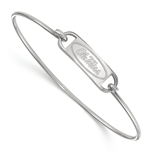 Sterling Silver 6in Ole Miss Small Center Wire Bangle