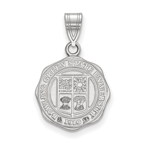 Sterling Silver Bowling Green State Univ. Crest Pendant 5/8in