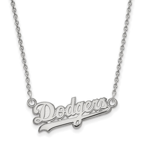 Sterling Silver 3/8in Dodgers Pendant on 18in Chain