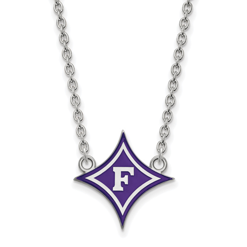Sterling Silver Furman University Enamel Pendant with 18in Chain