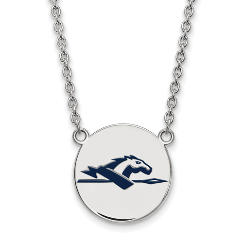 Sterling Silver 3/4in Longwood University Enamel Pendant on 18in Chain