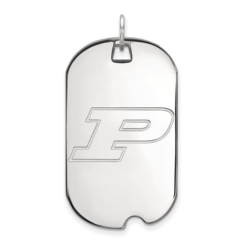 Sterling Silver Purdue University P Dog Tag