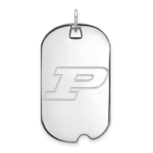 14k White Gold Purdue University P Dog Tag