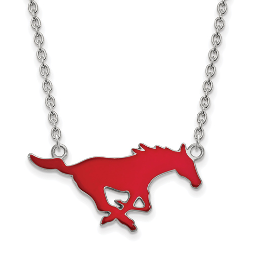 Southern Methodist University Enamel Mustang Necklace Sterling Silver