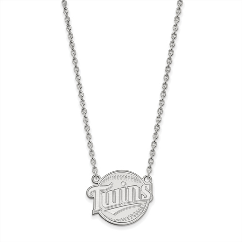 10k White Gold Minnesota Twins Pendant on 18in Chain