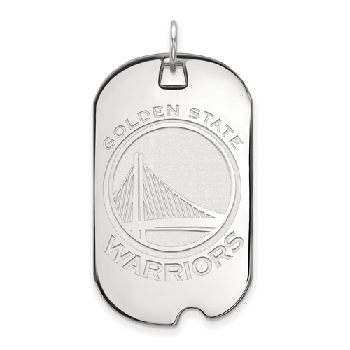 14k White Gold Golden State Warriors 1 1/8in Dog Tag