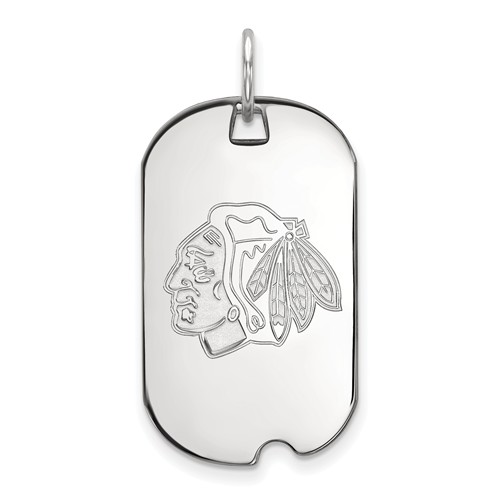14k White Gold Chicago Blackhawks Small Dog Tag