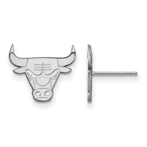 10k White Gold Chicago Bulls Logo Small Post Earrings