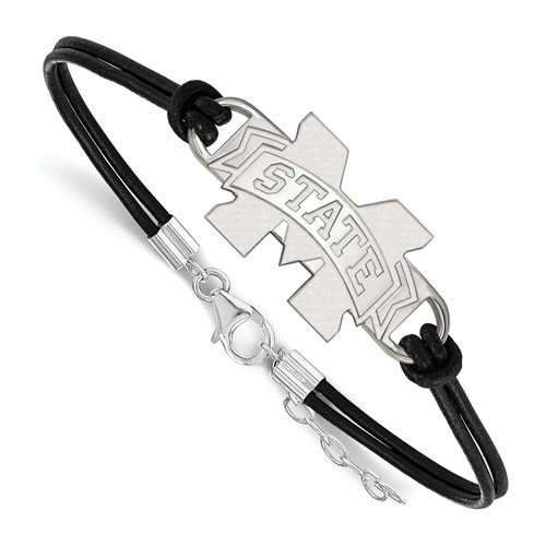 Mississippi State University Leather Bracelet Sterling Silver
