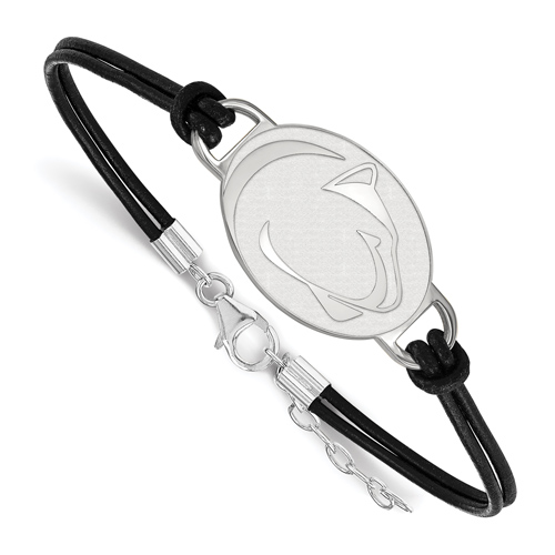 Sterling Silver Penn State University Leather Bracelet Large Center