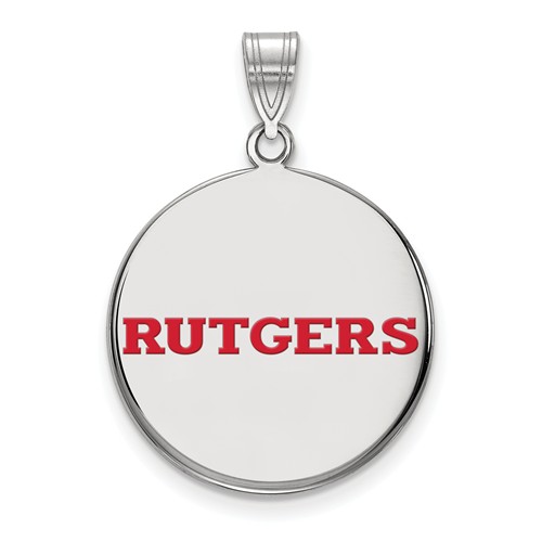 Sterling Silver Rutgers University Enamel Pendant 7/8in